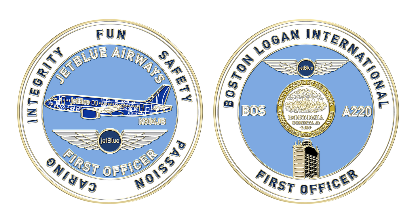 JetBlue BOS A220 First Officer Challenge Coin
