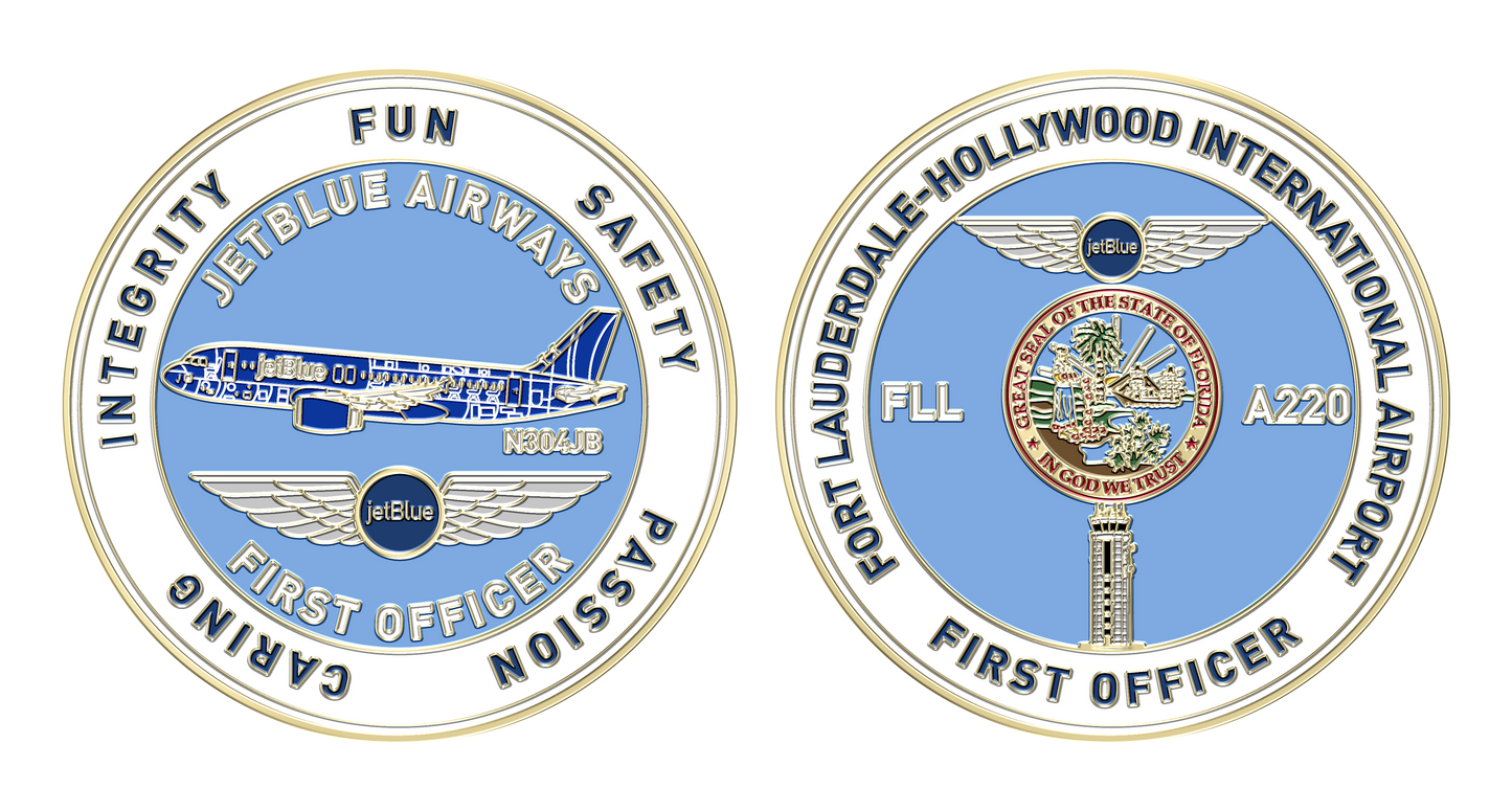JetBlue FLL A220 First Officer Challenge Coin