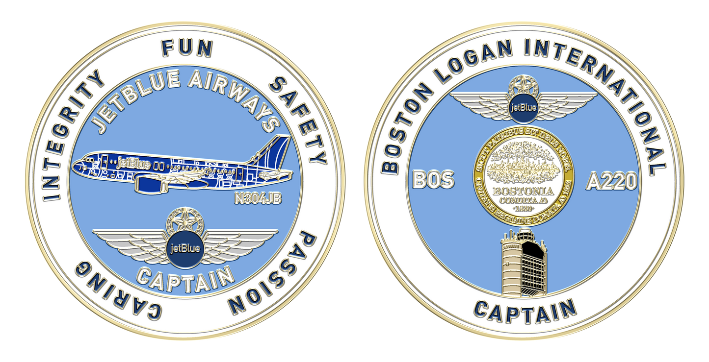 JetBlue BOS A220 Captain Challenge Coin
